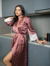 Mocha Luxe Lace Satin Robe