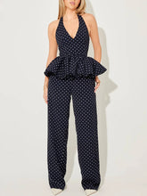Noir Polka Peplum Jumpsuit