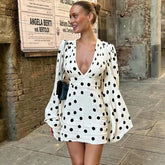 Luna Polka V-Neck Mini Dress