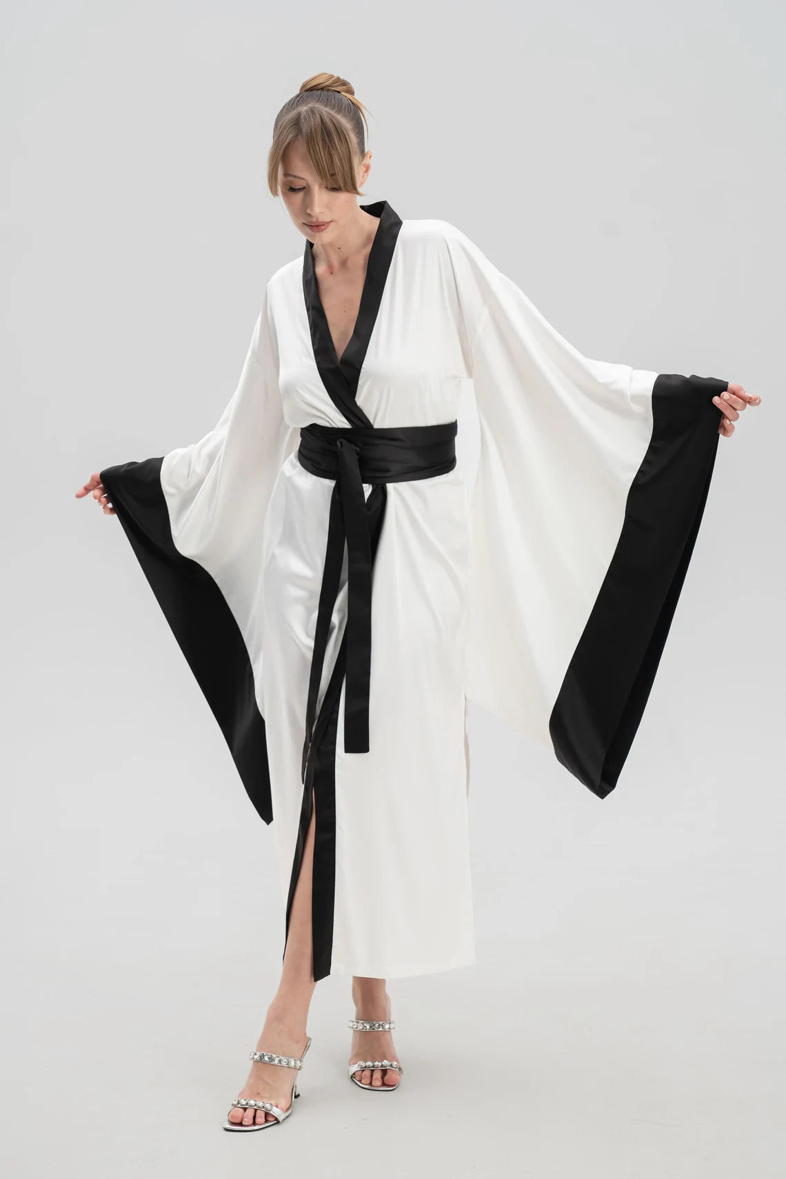 Black & White Satin Robe