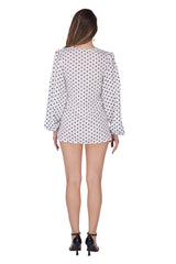 Ivory Polka Puff-Sleeve Mini Dress