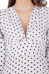 Ivory Polka Puff-Sleeve Mini Dress