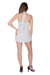 Ivory Polka Halter Mini Dress