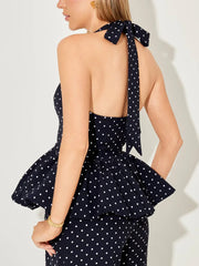 Noir Polka Peplum Jumpsuit