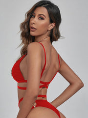 Red Strappy O-Ring Bikini Set