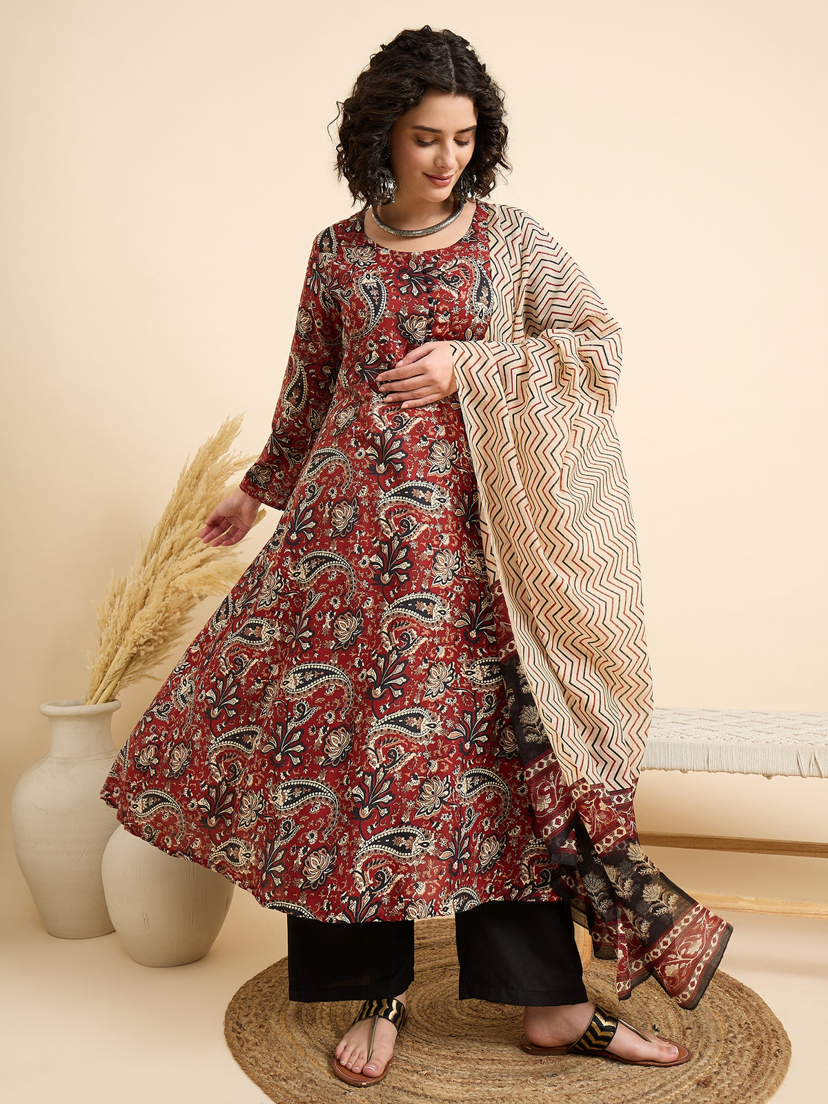Rudrangi – Maroon Paisley Suit Set