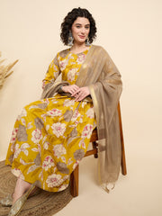 Mustard Blossom – Floral Kurta Set