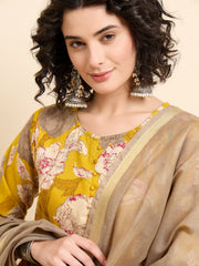 Mustard Blossom – Floral Kurta Set
