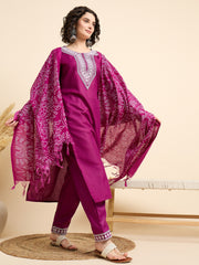 Magenta Grace Bandhani Kurta Set