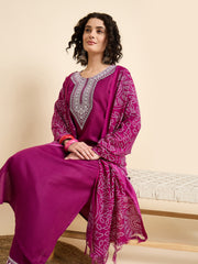 Magenta Grace Bandhani Kurta Set