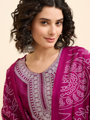 Magenta Grace Bandhani Kurta Set