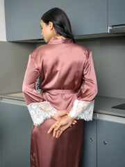 Mocha Luxe Lace Satin Robe