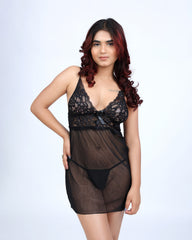 Nightfall Serenade – Lace Babydoll Set