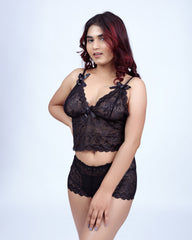 Midnight Muse – Floral Lace Lounge Set