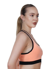 Step-Up Peach Padded Sports Bra With Removable Cups