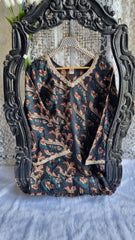 Gulbaan Short Kurti – Teal & Maroon Block Print