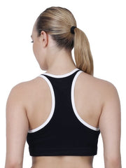 Step-Up Black Padded Sports Bra With Removable Cups