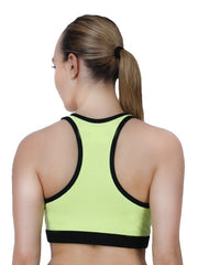 Step-Up Green Padded Sports  Bra With  Removable  Cups