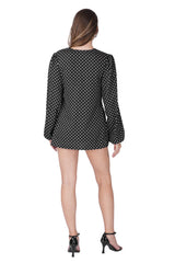 Midnight Polka Bow Mini Dress
