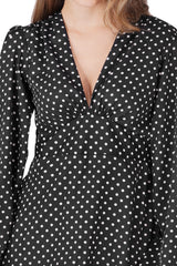 Midnight Polka Bow Mini Dress
