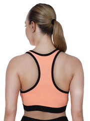 Step-Up Peach Padded Sports Bra With Removable Cups