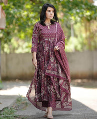 Maroon Mirage Anarkali Set