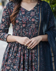 Azure Bloom Floral Kurta Set