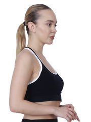 Step-Up Black Padded Sports Bra With Removable Cups