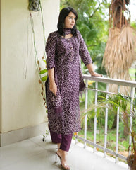 Lavender Mystique Printed Kurta Set