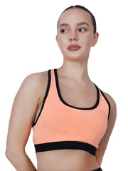 Step-Up Peach Padded Sports Bra With Removable Cups