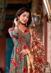 Mehreen – Green Floral Suit Set