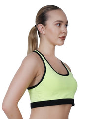 Step-Up Green Padded Sports  Bra With  Removable  Cups