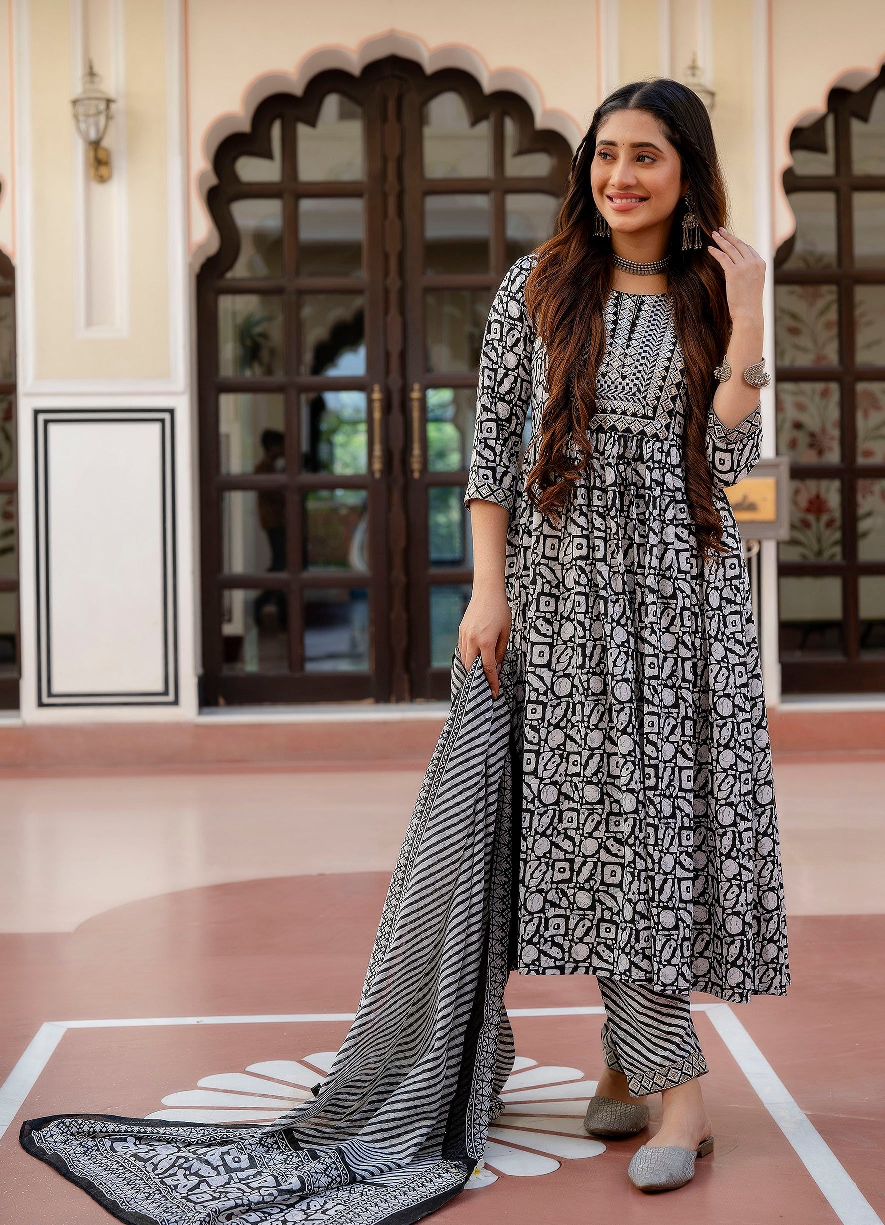 Kasturi Black Printed Kurta Set