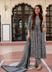 Kasturi Black Printed Kurta Set