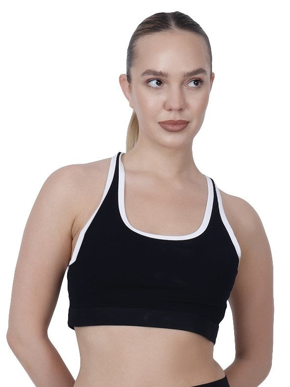 Step-Up Black Padded Sports Bra With Removable Cups