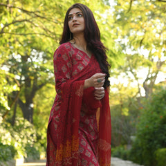 Gulnaar Elegance – Red Handblock Suit Set