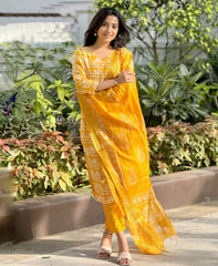 Peetambari – Mustard Handblock Suit Set