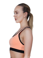 Step-Up Peach Padded Sports Bra With Removable Cups