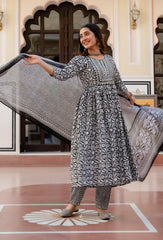 Kasturi Black Printed Kurta Set