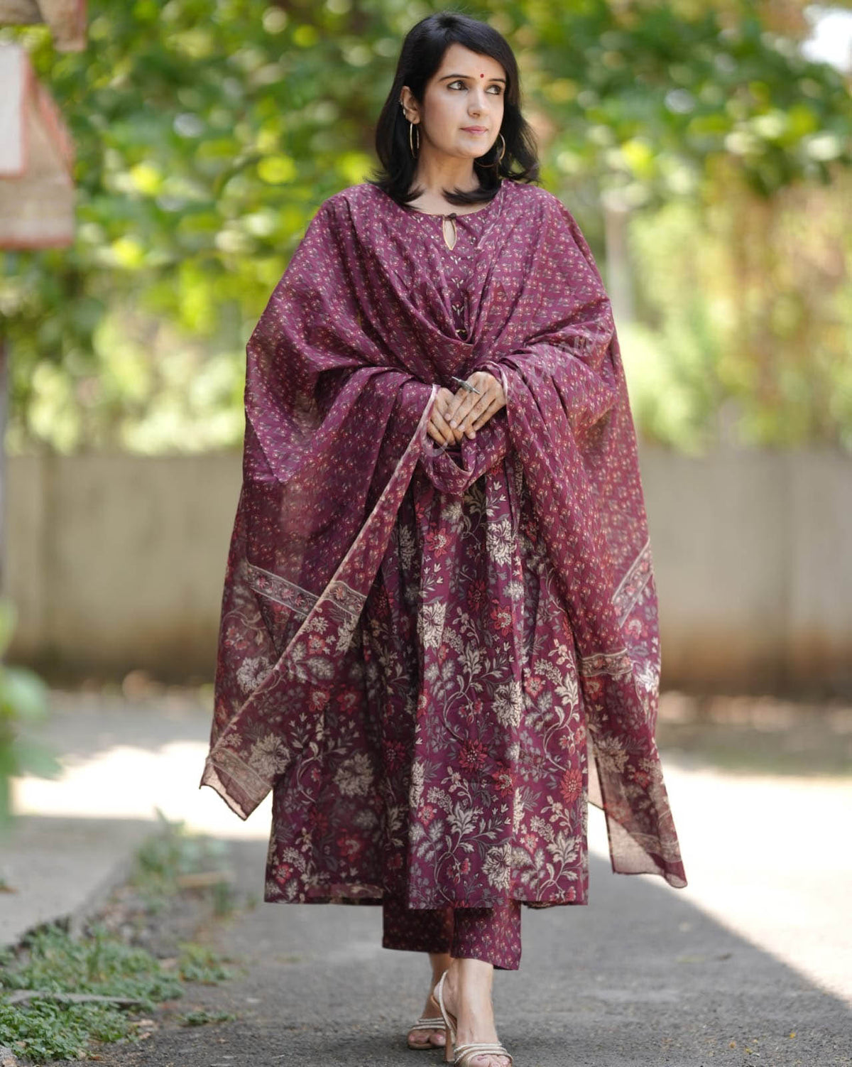 Maroon Mirage Anarkali Set