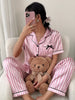 Pink Stripe Satin Half Sleeve Set
