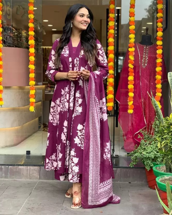 Plum Blossom Anarkali Set