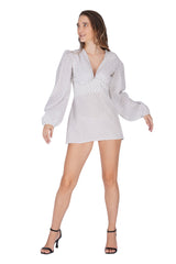 Ivory Polka Bloom Mini Dress