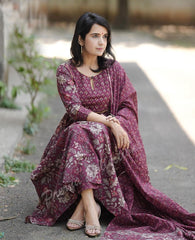 Maroon Mirage Anarkali Set