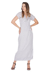 Ivory Polka Wrap Midi Dress
