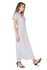 Ivory Polka Wrap Midi Dress