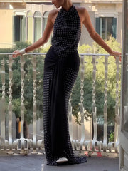 Velour Polka Maxi Dress