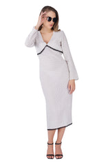 Ivory Lace-Trim Polka Midi Dress