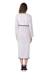 Ivory Lace-Trim Polka Midi Dress