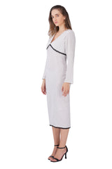 Ivory Lace-Trim Polka Midi Dress